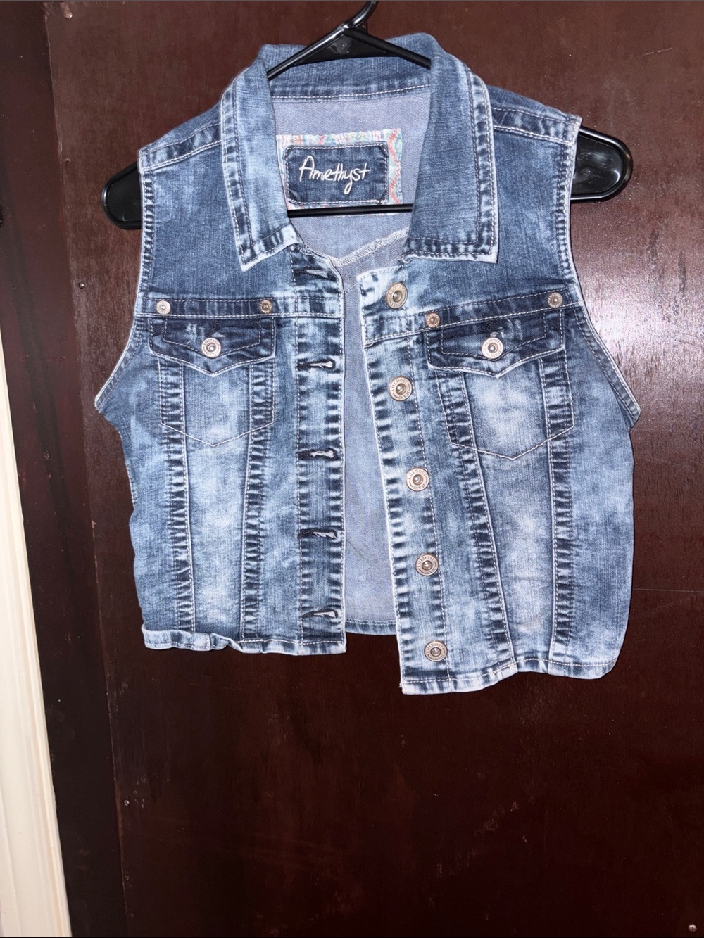 Amethyst Jeans Light Blue Faded Denim Vest